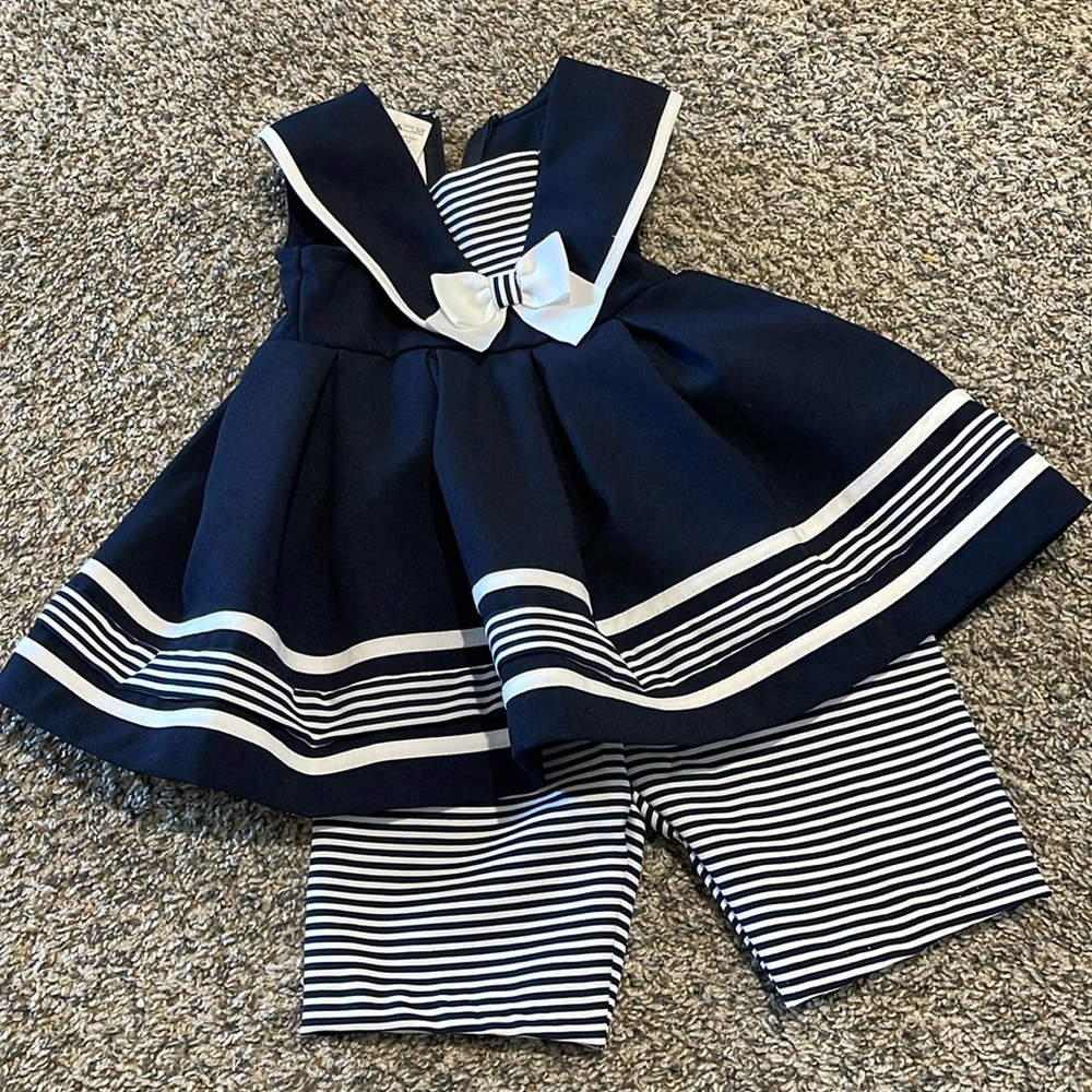 Girls Navy Blue/White Sailor Dress 24M